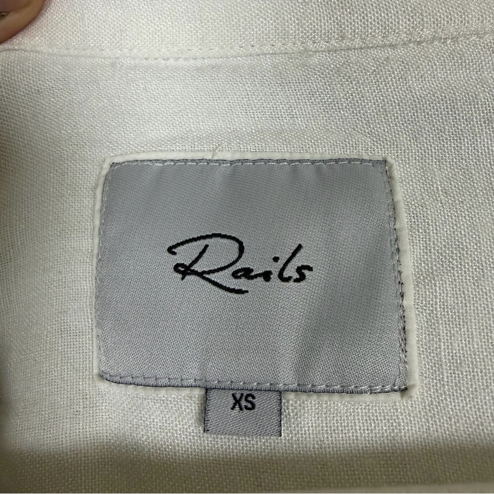 Rails White and Pink Lace-Up Blouse linen/rayon XS - Picture 3 of 6